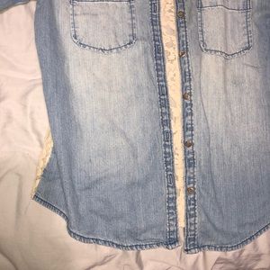 Thin denim button up with lace back